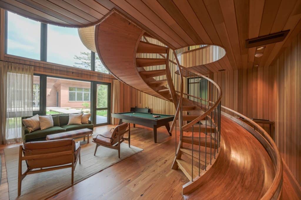 spiral staircase with slide